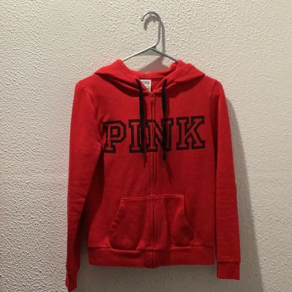 PINK Victoria secret Zip-up hoodie XS red